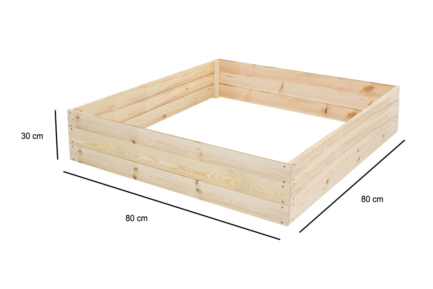 Moestuinbak Hout 80x80x30 cm - Inclusief Gronddoek - 23% Korting