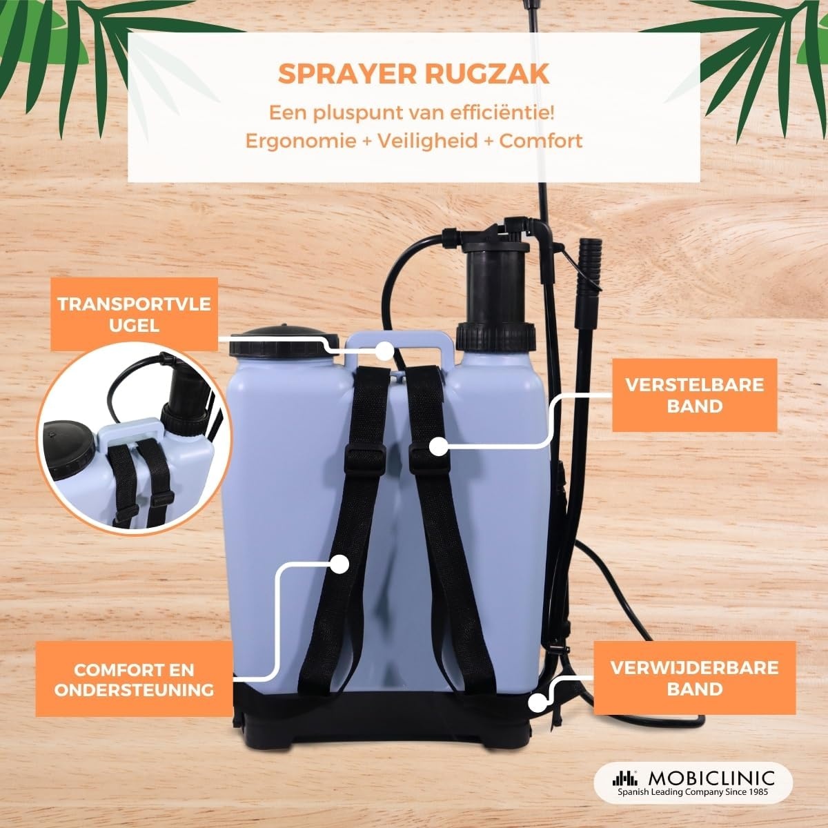 Mobiclinic®, Sproeirugzak, Fumibug, 16 L, Tuinieren, Pompdruk, 4 Verstelbare Spuitmonden, Lichtgewicht 2 kg, Spuit, Irrigatie, Ongediertebestrijding, Plantenverzorging, Fumibug