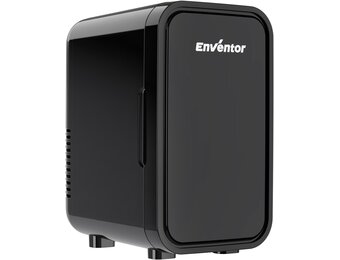 Enventor Minikoelkast 6 liter / 8 blikjes, AC + 12V DC-voeding, draagbare koeler en warmer, kleine koelkast voor slaapkamers, auto, huidverzorging, fruit en dranken, zwart