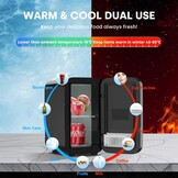 Enventor Minikoelkast 6 liter / 8 blikjes, AC + 12V DC-voeding, draagbare koeler en warmer, kleine koelkast voor slaapkamers, auto, huidverzorging, fruit en dranken, zwart