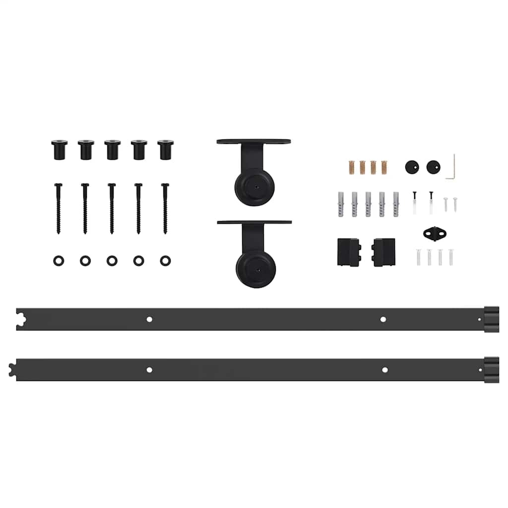 vidaXL Schuifdeurbeslag Set - 213,5 cm Staal Zwart - 53% Korting