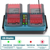 KUNLUN Charger for Bosch Professional 18V Li-Ion Battery Double Charger compatible with Bosch 18V GBA System BAT609 BAT610G BAT618G BAT619 BAT621