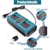 KUNLUN Charger for Bosch Professional 18V Li-Ion Battery Double Charger compatible with Bosch 18V GBA System BAT609 BAT610G BAT618G BAT619 BAT621