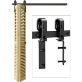 Bifold Schuifdeurbeslag voor 2 Houten Deuren - 76 cm Rail - Zwart Staal - 41% Korting
