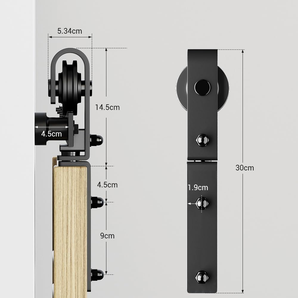 Bifold Schuifdeurbeslag voor 2 Houten Deuren - 76 cm Rail - Zwart Staal - 41% Korting