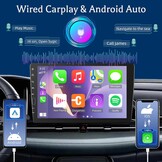 Single Din Car Radio with Carplay & Android Auto, 9 inch Touch Screen Stereo with EQ, Bluetooth, FM Radio,1080P, SWC+Mic+Reverse Camera