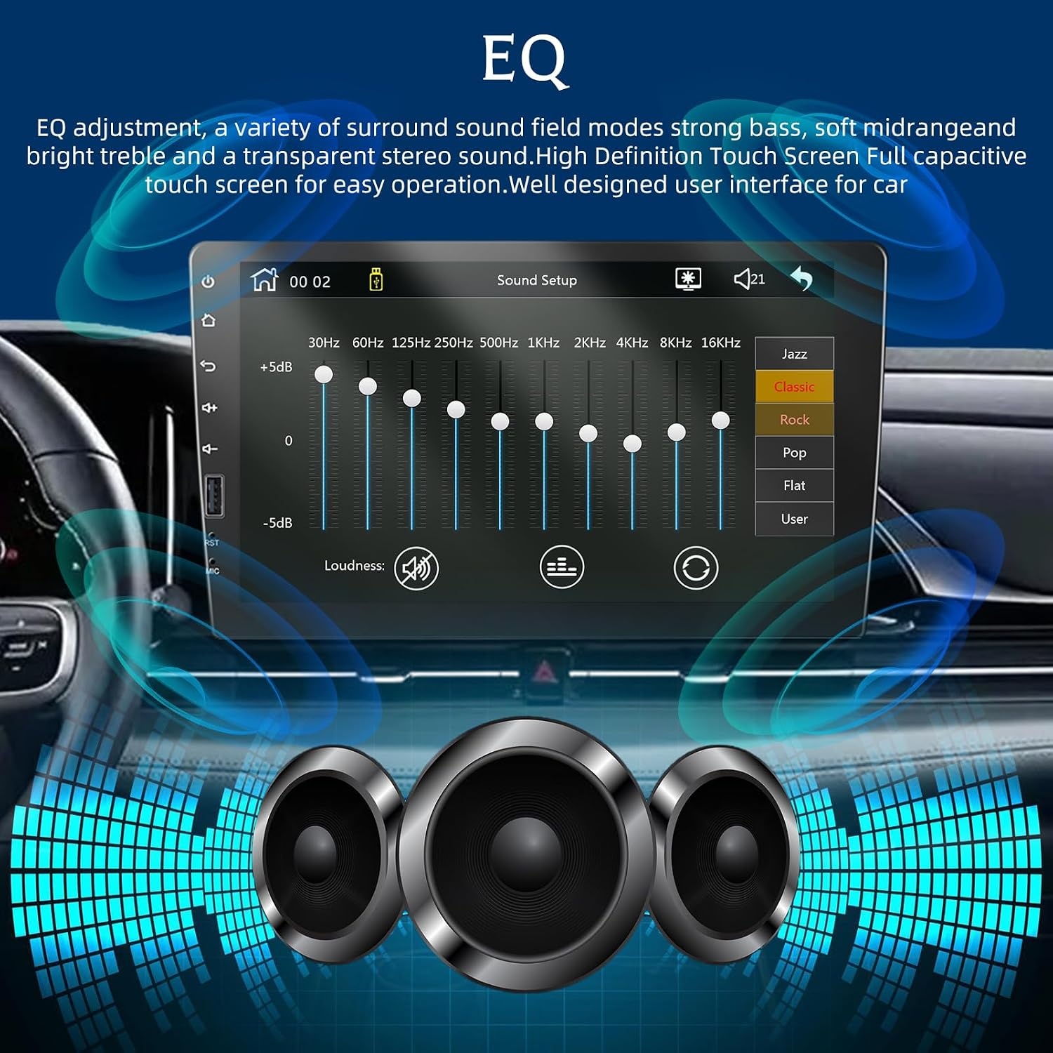 Single Din Car Radio with Carplay & Android Auto, 9 inch Touch Screen Stereo with EQ, Bluetooth, FM Radio,1080P, SWC+Mic+Reverse Camera