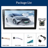 Single Din Car Radio with Carplay & Android Auto, 9 inch Touch Screen Stereo with EQ, Bluetooth, FM Radio,1080P, SWC+Mic+Reverse Camera