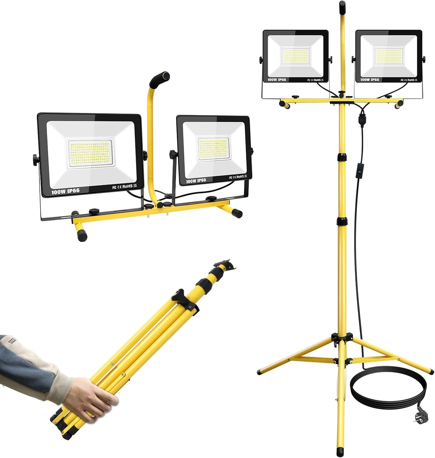 RIGIDON 200W LED Bouwlamp met Telescopisch Statief - 20.000 Lumen