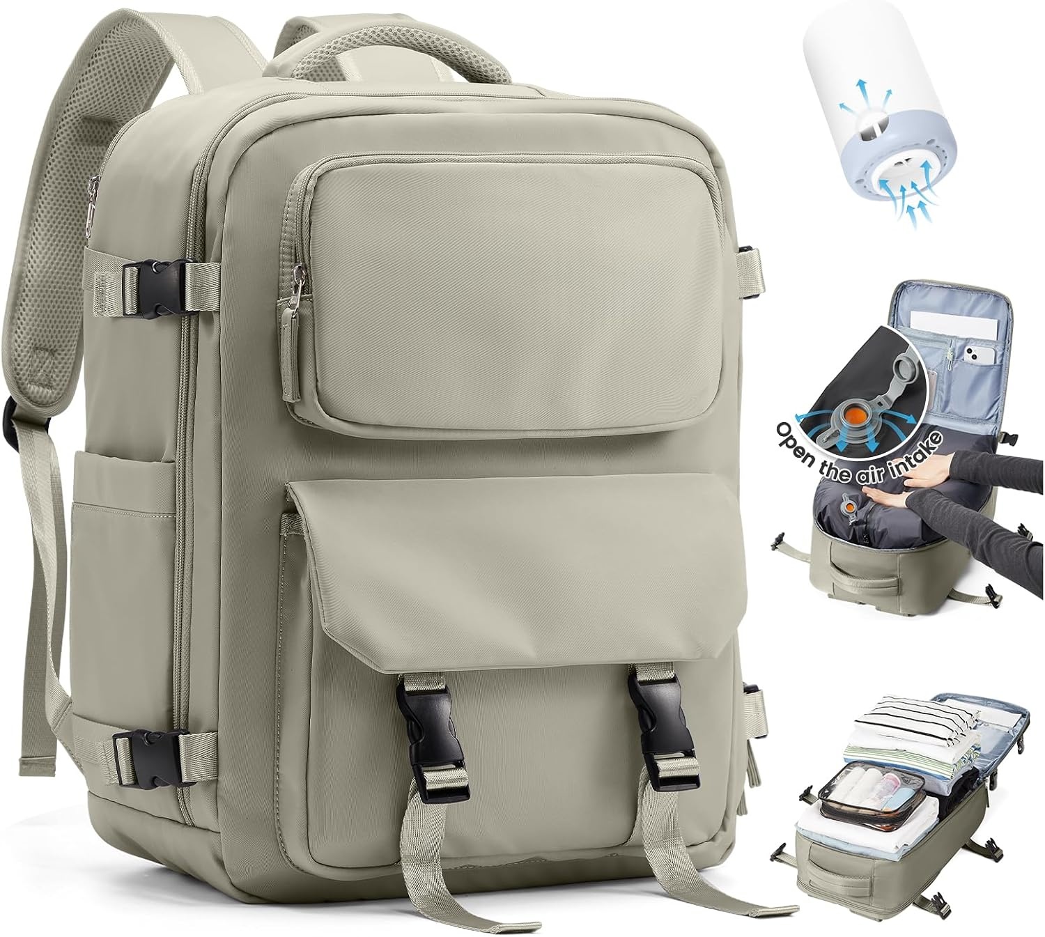 SZLX Vacuum Rugzak Carry-on Bagage Vrouwen,Airbag Rugzak Met Vacuümsysteem Voor Reizen,Ryanair Travel Ruscksack Cabin Grootte Met Pomp Waterdichte Vacuümzak Voor Mannen