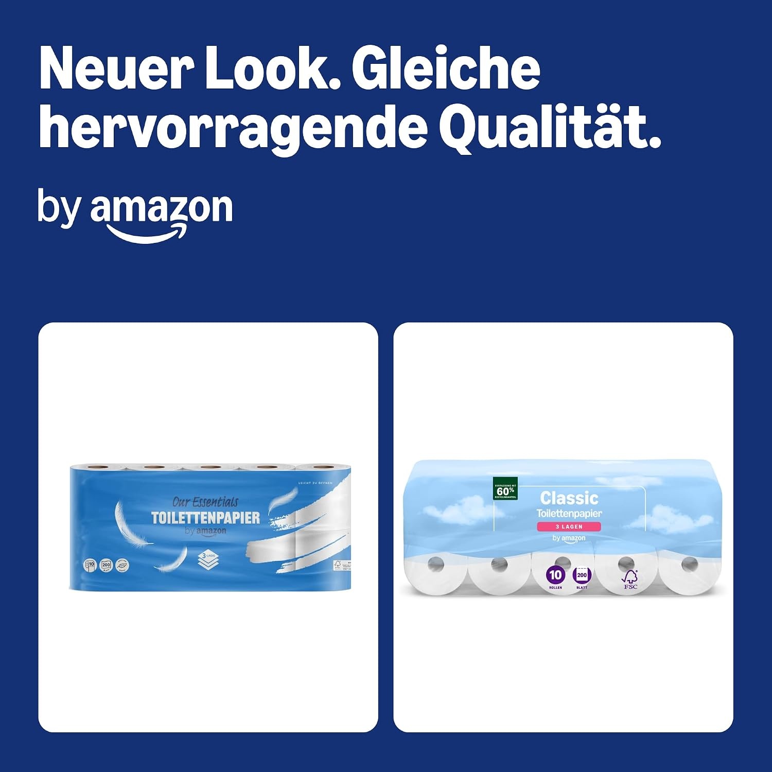 by Amazon Classic Toilettenpapier, 3-lagig, 10 Rollen (10 Rollen, 1er-Pack), 200 Blatt pro Rolle, FSC-zertifiziert - Maat 10 Rolle (1er Pack)
