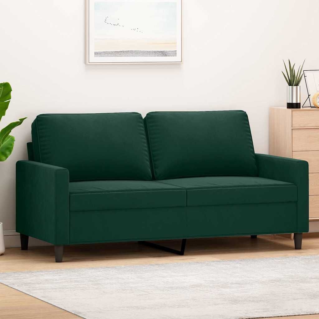 Donkergroene Tweezitsbank van Fluweel - 140 cm Breed met 35% Korting