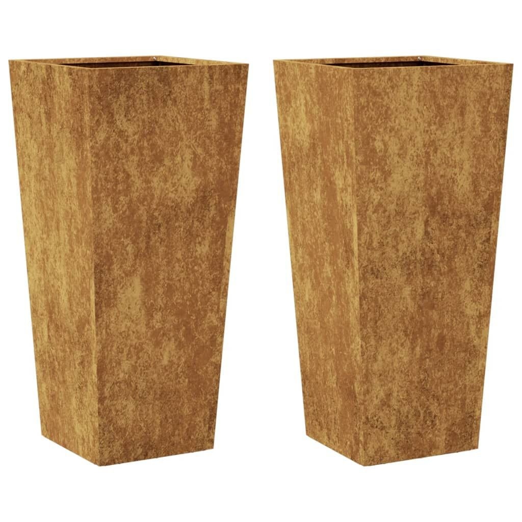 vidaXL Plantenbakken 2 st 35x35x75 cm weervast staal