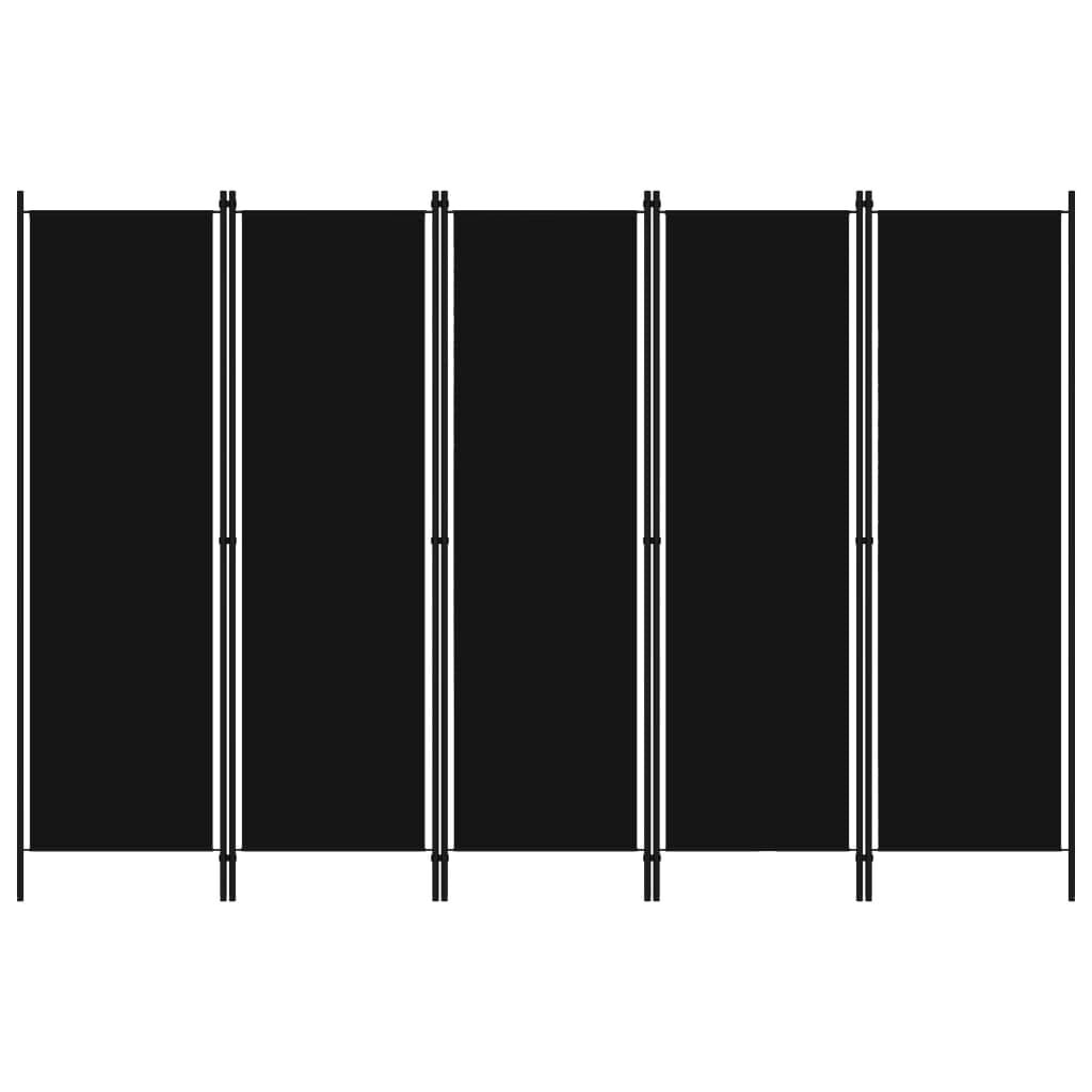 vidaXL Kamerscherm met 5 panelen 250x180 cm zwart