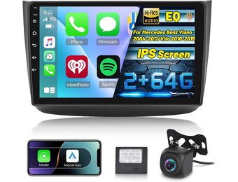 [2G+64G] Android Car Stereo for Mercedes Benz Viano 2004-2011/Vito 2010-2015, 10.1 inch Touch Screen Radio with Wireless Carplay & Android Auto/GPS/WiFi/Bluetooth/EQ/FM RDS Radio