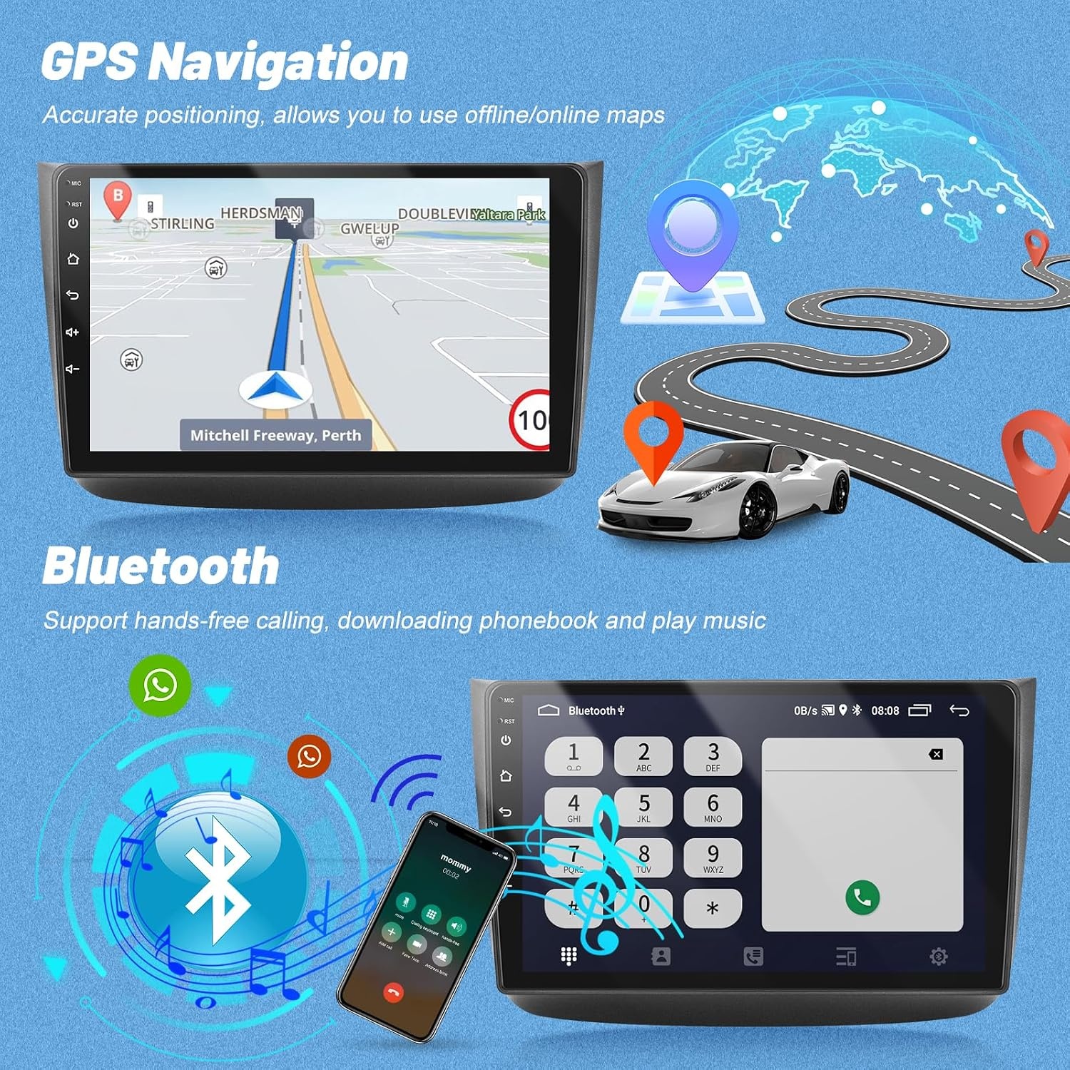 [2G+64G] Android Car Stereo for Mercedes Benz Viano 2004-2011/Vito 2010-2015, 10.1 inch Touch Screen Radio with Wireless Carplay & Android Auto/GPS/WiFi/Bluetooth/EQ/FM RDS Radio