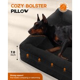 Orthopedisch hondenbed, groot, waterdicht, huisdierslaapbank met antislip bodem en vierzijdig steunkussen, eierschuim hondenbank met afneembare wasbare hoes, zwarte grote hondenbedden