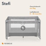 LIONELO Stefi Reisbedje Opvouwbaar Campingbedje met Matras (0–36m tot 15kg), Zij-ingang, Ventilerende Gaaswanden, Wielen met Rem, LockGuard Veiligheid, Compact Inklapbaar met Draagtas, Grijs
