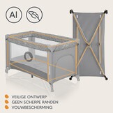 LIONELO Stefi Reisbedje Opvouwbaar Campingbedje met Matras (0–36m tot 15kg), Zij-ingang, Ventilerende Gaaswanden, Wielen met Rem, LockGuard Veiligheid, Compact Inklapbaar met Draagtas, Grijs