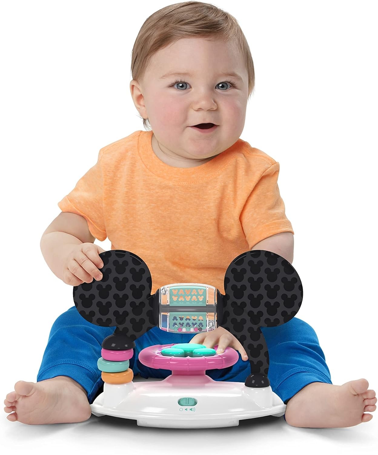 Bright Starts, Disney Baby, Minnie Mouse Forever Besties 2-in-1 Activity Walker with Removable Toy Station with Lights, Songs & Sounds, Adjustable Height, Foldable, Easy to Clean, Pink, Age 6 months+