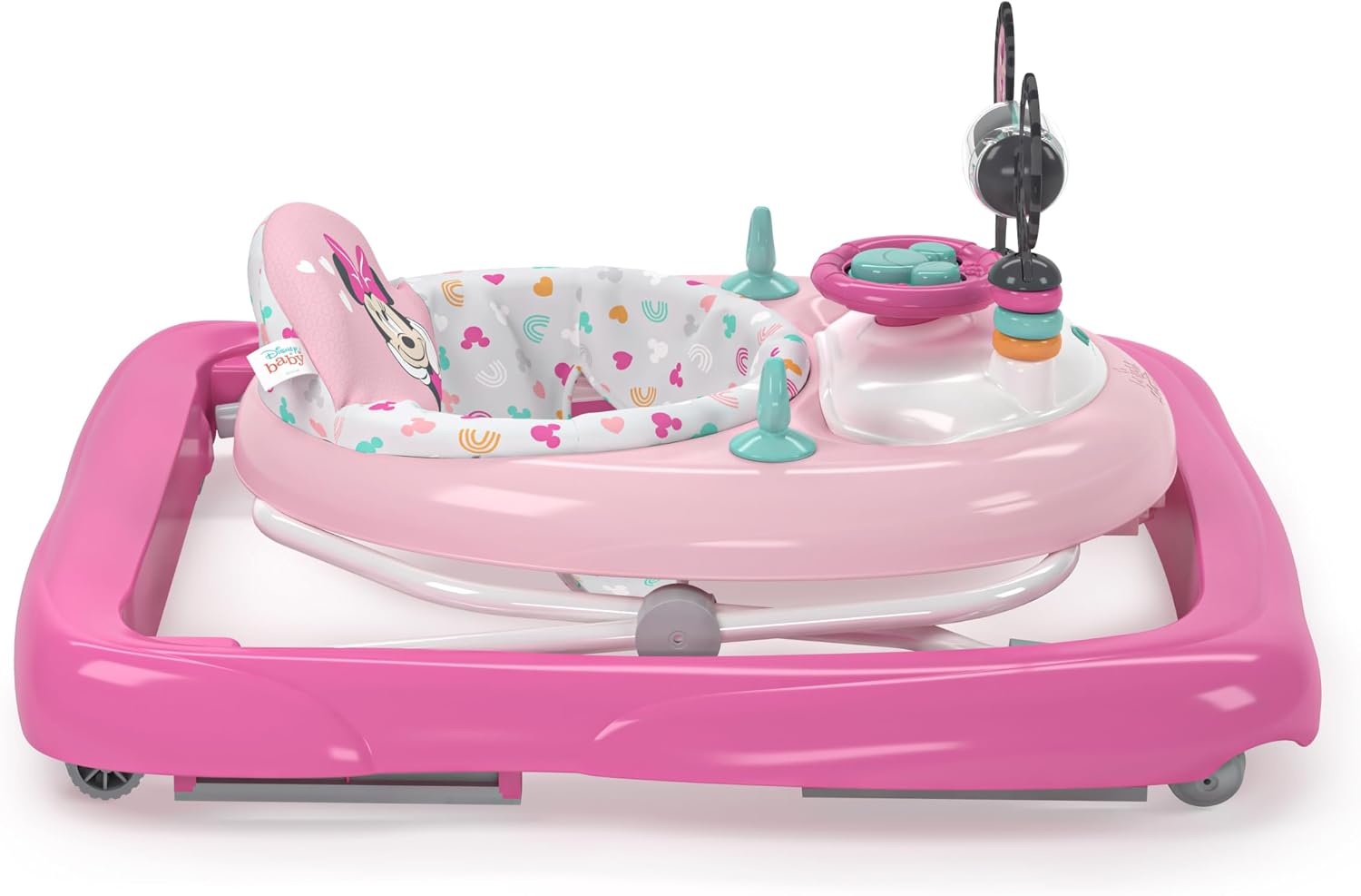 Bright Starts, Disney Baby, Minnie Mouse Forever Besties 2-in-1 Activity Walker with Removable Toy Station with Lights, Songs & Sounds, Adjustable Height, Foldable, Easy to Clean, Pink, Age 6 months+