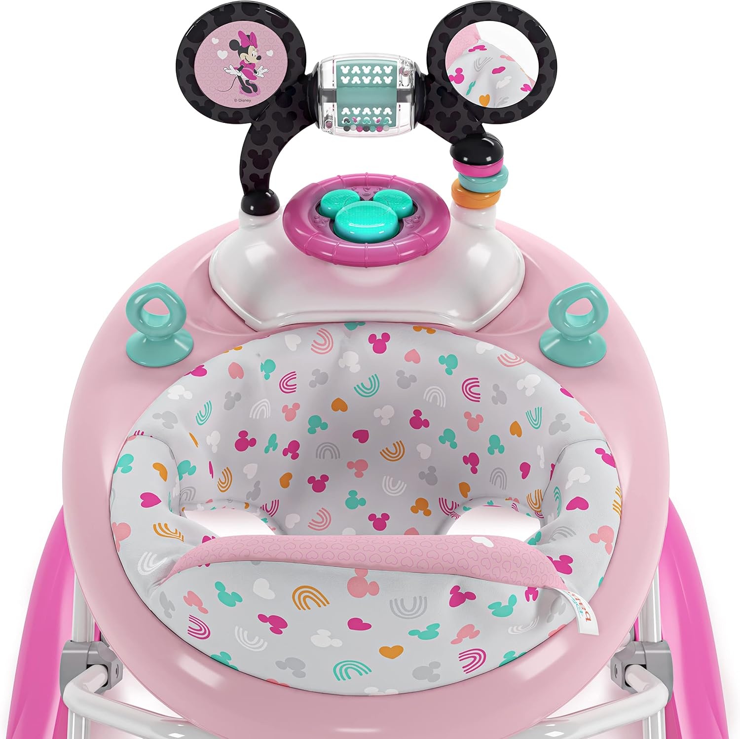 Bright Starts, Disney Baby, Minnie Mouse Forever Besties 2-in-1 Activity Walker with Removable Toy Station with Lights, Songs & Sounds, Adjustable Height, Foldable, Easy to Clean, Pink, Age 6 months+
