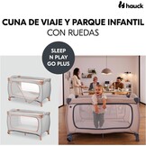 hauck reisbed Sleep N Play Go Plus - Babyreisbed met wieltjes, draagtas, opvouwbare bodem en grote opening om in te spelen - vanaf de geboorte tot 15 kg - Klein opvouwbaar, Dusty Cork