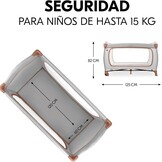 hauck reisbed Sleep N Play Go Plus - Babyreisbed met wieltjes, draagtas, opvouwbare bodem en grote opening om in te spelen - vanaf de geboorte tot 15 kg - Klein opvouwbaar, Dusty Cork