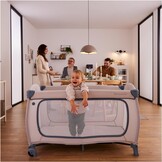 hauck reisbed Sleep N Play Go Plus - Babyreisbed met wieltjes, draagtas, opvouwbare bodem en grote opening om in te spelen - vanaf de geboorte tot 15 kg - Klein opvouwbaar, Dusty Cork