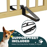 Semiocthome Bamboe vrijstaande hondenhekken voor deuropeningen, 2-panel indoor puppypoorten voor het huis met 2 metalen standaards, 60 cm (H) opvouwbaar huisdierhek voor trappen breidt uit tot 94 cm