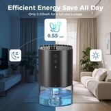 AROEVE Luchtontvochtiger 990 ml, stille kleine luchtontvochtiger voor de slaapkamer met 7-kleurenlicht, automatische uitschakeling, ontdooibeveiliging, 24-uurs gebruik Luchtontvochtigers voor thuis, k