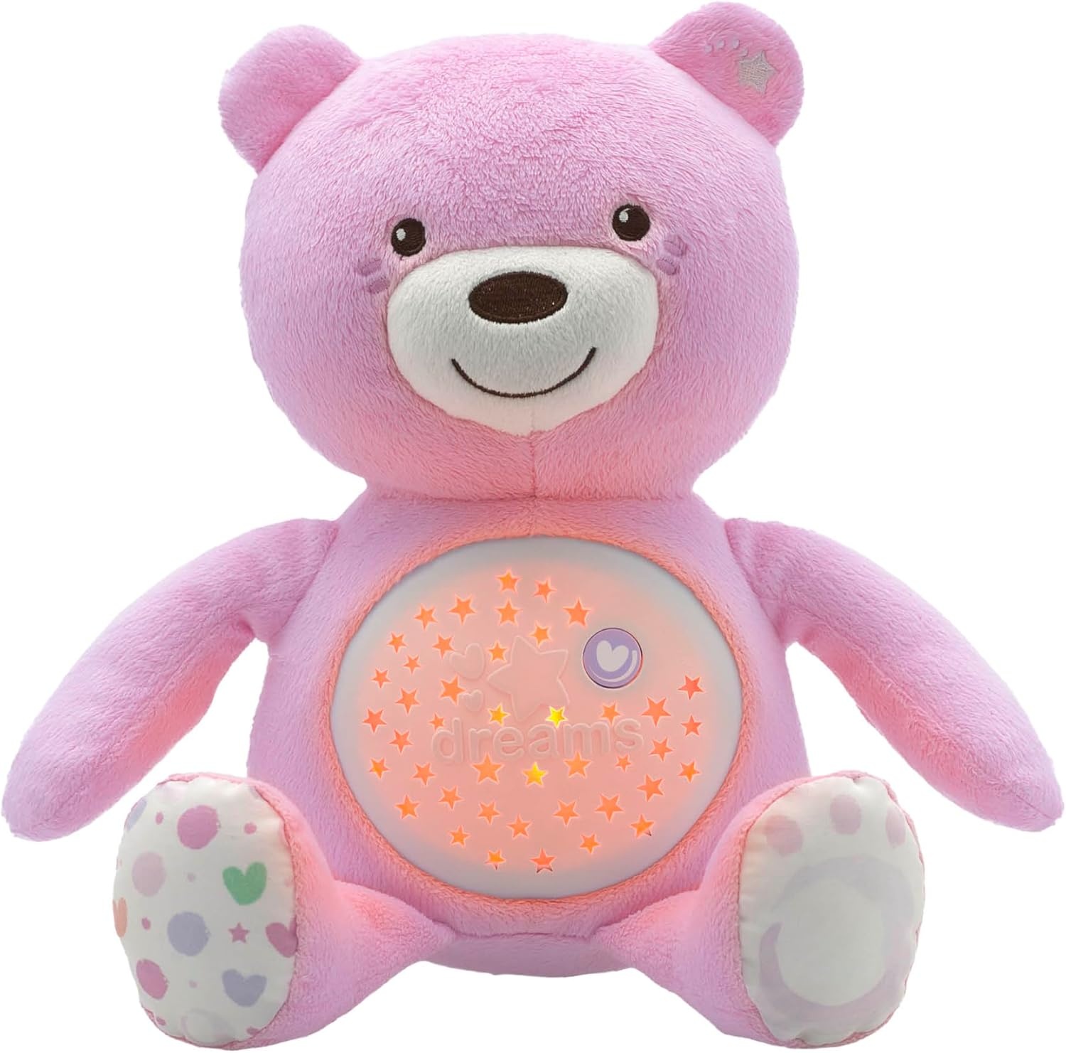 Chicco - First Dreams Teddy Bear - Soft Plush Toy with Night Light - Lighting Effects and Music - From 0+ Months - Pink