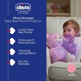 Chicco - First Dreams Teddy Bear - Soft Plush Toy with Night Light - Lighting Effects and Music - From 0+ Months - Pink