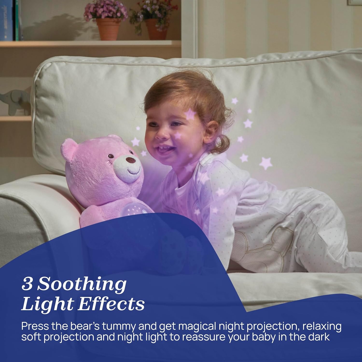 Chicco - First Dreams Teddy Bear - Soft Plush Toy with Night Light - Lighting Effects and Music - From 0+ Months - Pink