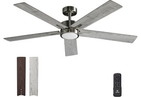 Plafondventilator met Lamp 132cm, Stil, DC-motor, Grijs, -34%