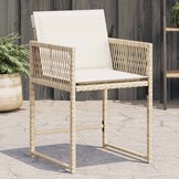 vidaXL Tuinstoelen 4 st met kussens poly rattan beige