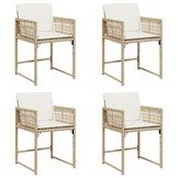 vidaXL Tuinstoelen 4 st met kussens poly rattan beige