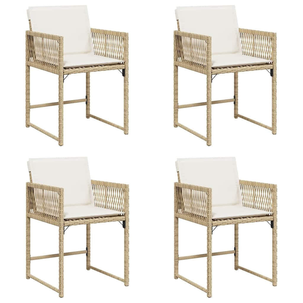vidaXL Tuinstoelen 4 st met kussens poly rattan beige