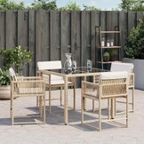 vidaXL Tuinstoelen 4 st met kussens poly rattan beige