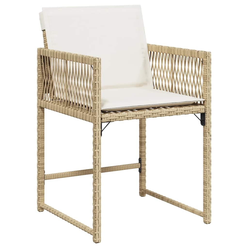 vidaXL Tuinstoelen 4 st met kussens poly rattan beige