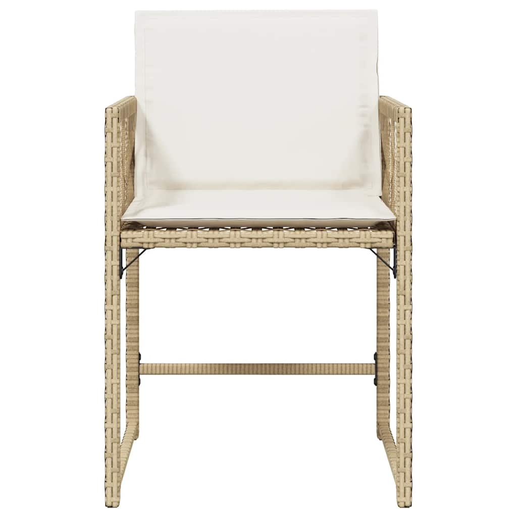 vidaXL Tuinstoelen 4 st met kussens poly rattan beige
