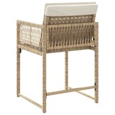 vidaXL Tuinstoelen 4 st met kussens poly rattan beige