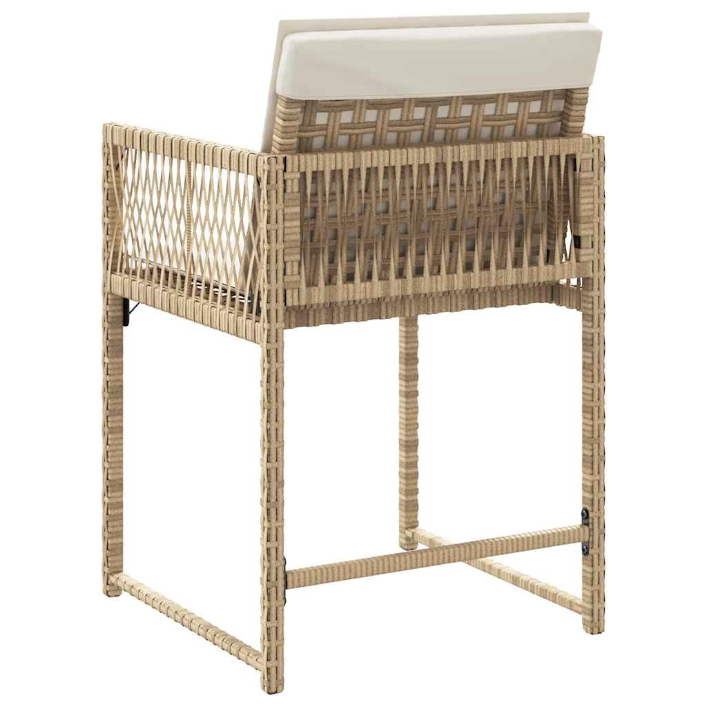 vidaXL Tuinstoelen 4 st met kussens poly rattan beige