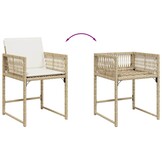 vidaXL Tuinstoelen 4 st met kussens poly rattan beige