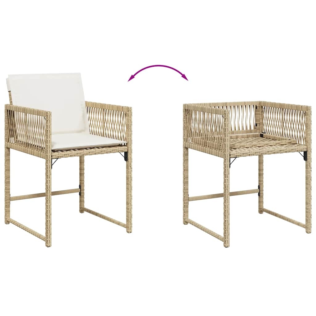 vidaXL Tuinstoelen 4 st met kussens poly rattan beige