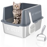 Cat litter box stainless steel lid, 30.5 cm metal, high sides, suitable for kittens