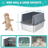 Cat litter box stainless steel lid, 30.5 cm metal, high sides, suitable for kittens