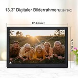 TSITSC 13,3 inch digitale fotolijst, 1280 x 800 elektronische fotolijst, muziek, videospeler, kalenderfunctie met afstandsbediening, ondersteunt USB/SD-kaart, desktop of wandmontage (zwart)