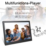 TSITSC 13,3 inch digitale fotolijst, 1280 x 800 elektronische fotolijst, muziek, videospeler, kalenderfunctie met afstandsbediening, ondersteunt USB/SD-kaart, desktop of wandmontage (zwart)