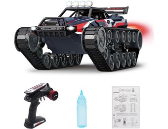 Mostop Afstandsbediening Tank 1/12 Schaal Transport Militair Voertuig Offroad Crawler, 2.4Ghz Afstandsbediening Crawler Drift Tank met 2 Batterijen, 360 ° Roterende Drifting Army Gepantserde Truck